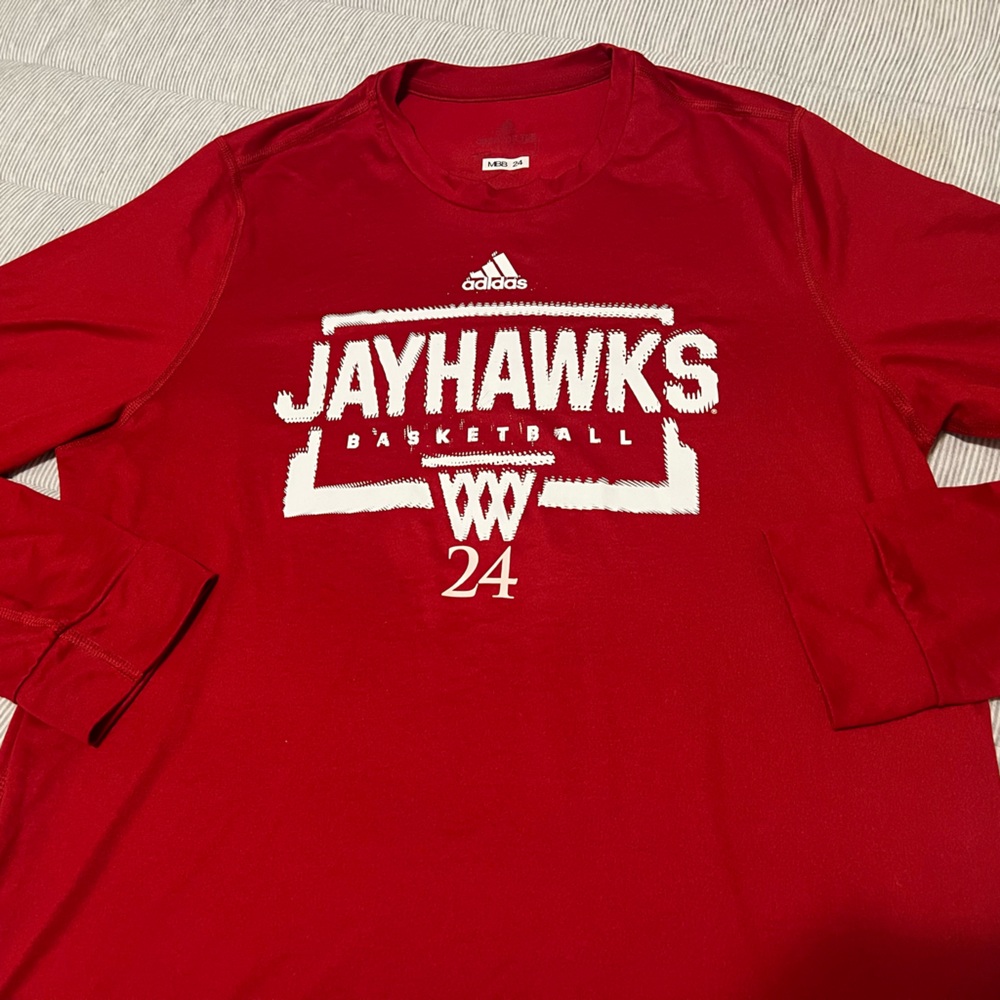 RARE TALL PLAYER ISSUED adidas Kansas Jayhawks 24 Team Shirt basketball jersey L